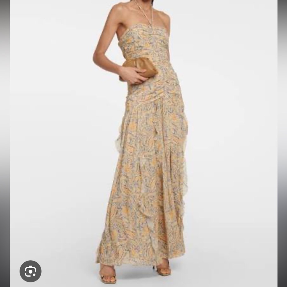 Veronica Beard Yellow Paisley Silk Maxi Skirt